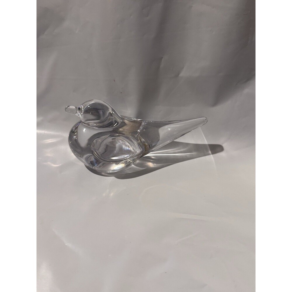 Crystal Dove Bird Figurine Signed Daum France 4 1/2" Vintage Tiny Flaw READ